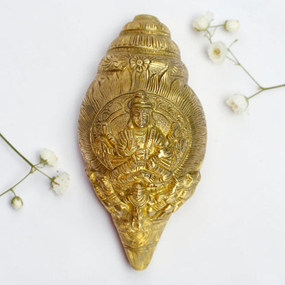 Brass Surya Shankh – Spiritual Conch Decor for Pooja & Home