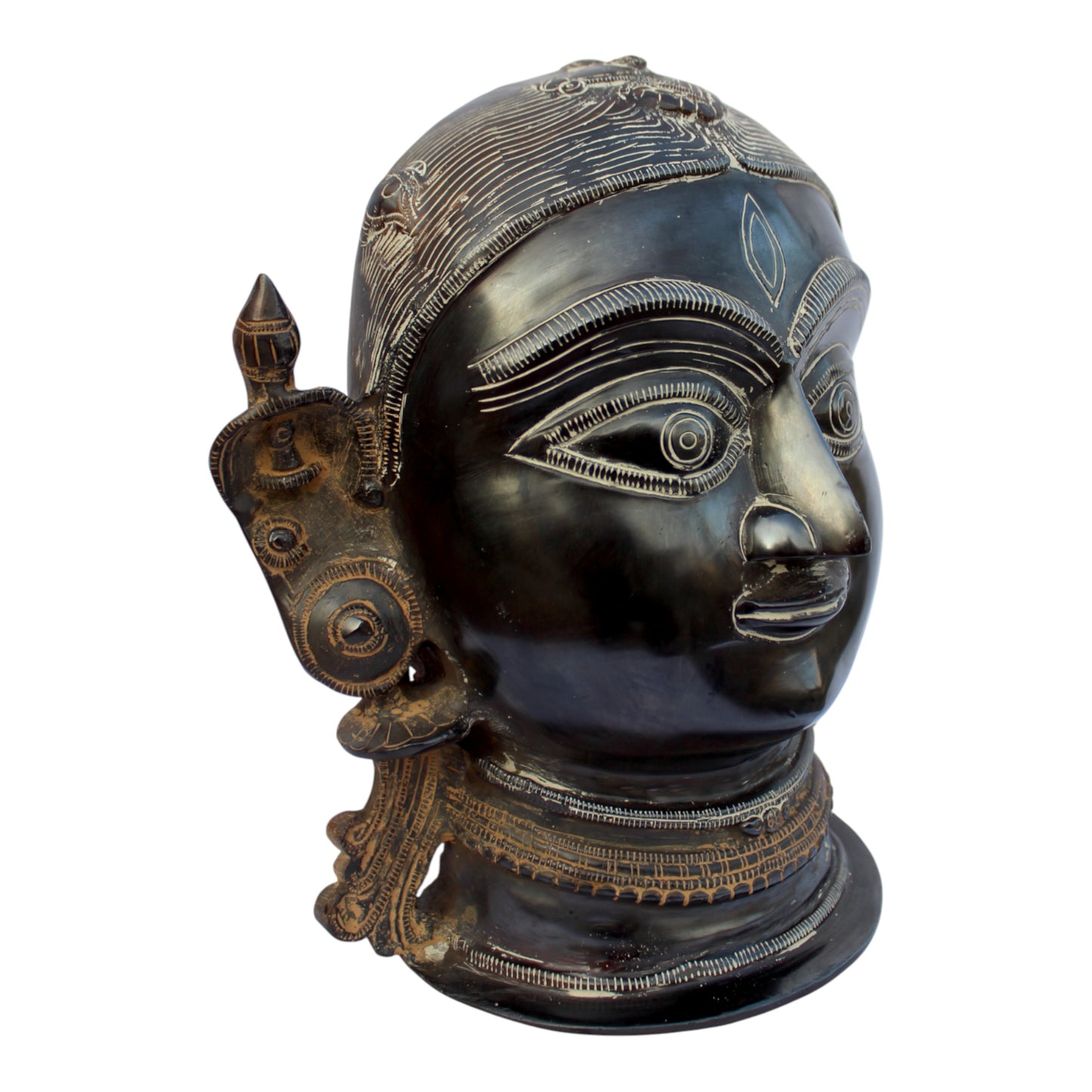 Handcrafted Bronze Parvati Face Sculpture – Divine Wall & Table Decor | Thar Arts & Furniture