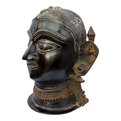 Handcrafted Bronze Parvati Face Sculpture – Divine Wall & Table Decor | Thar Arts & Furniture
