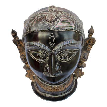 Handcrafted Bronze Parvati Face Sculpture – Divine Wall & Table Decor | Thar Arts & Furniture