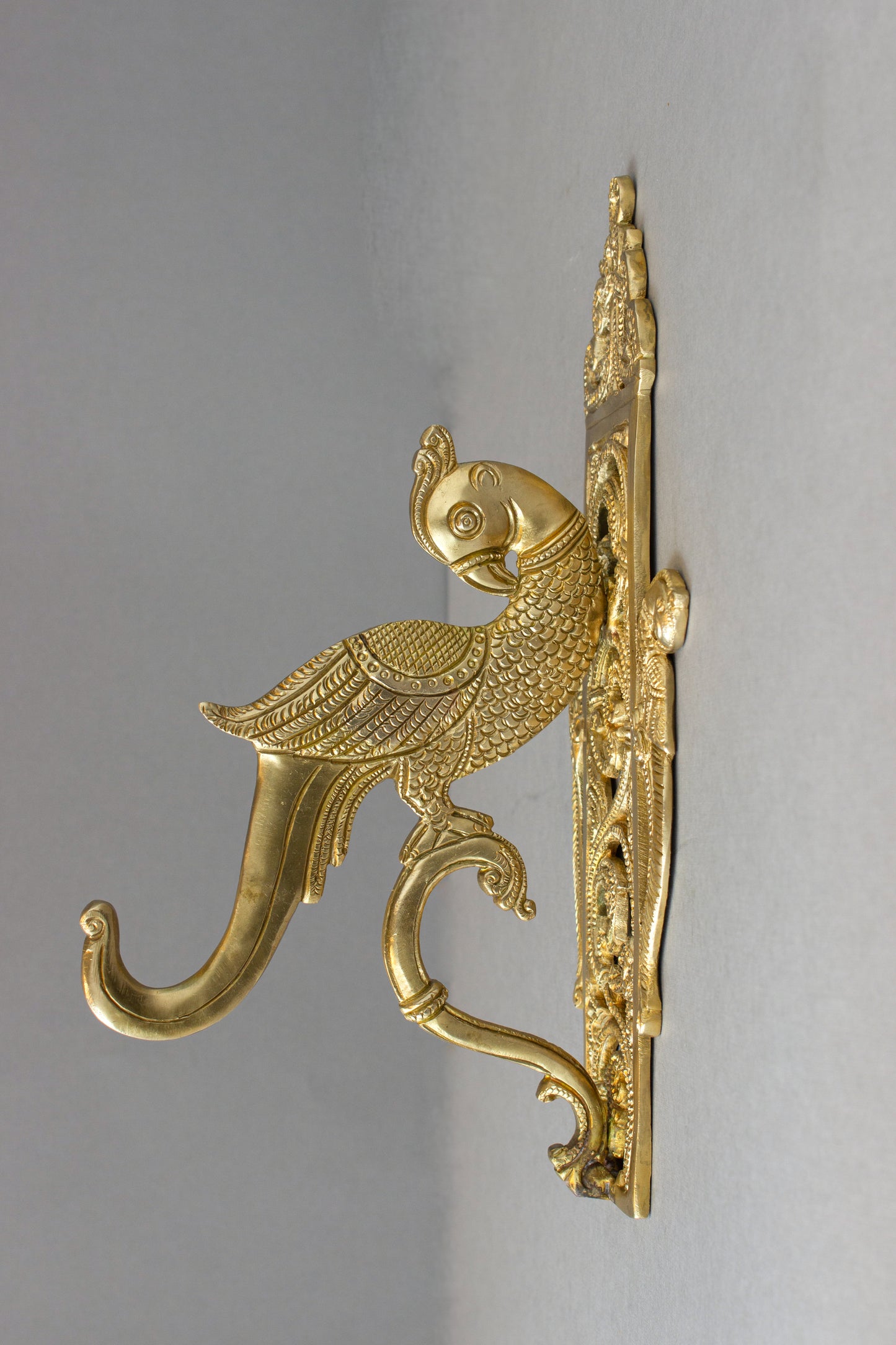 Thar Arts And Furniture -Brass Wall Hanging Parrot Bracket |Brass Hanging Wall Mount Bracket |Hand Crafted Brass Wall Hooks | Brass Wall Bracket |Brass Hook Wall Mount Bracket |Brass Parrot Bracket Hook
