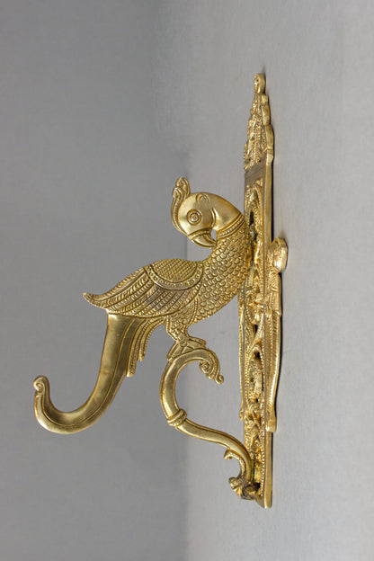 Thar Arts And Furniture -Brass Wall Hanging Parrot Bracket |Brass Hanging Wall Mount Bracket |Hand Crafted Brass Wall Hooks | Brass Wall Bracket |Brass Hook Wall Mount Bracket |Brass Parrot Bracket Hook