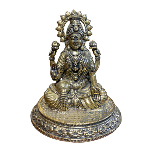 Thar Arts 100% Pure Brass Goddess Laxmi Statue – Handmade Idol for Wealth & Prosperity