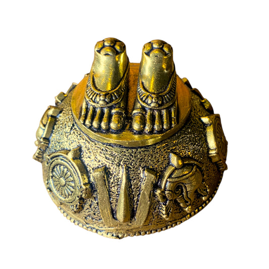 Thar Arts 100% Pure Brass Vishnu Charan Paduka – Handcrafted Holy Feet Idol for Pooja