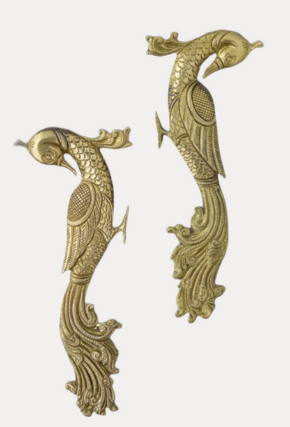 Thar Arts And Furniture - BIG Peacock Design Brass Door Handle |Brass Door Handle |Brass Peacock Design Door Handle for Home Office Entrance Door Decor Gift Items