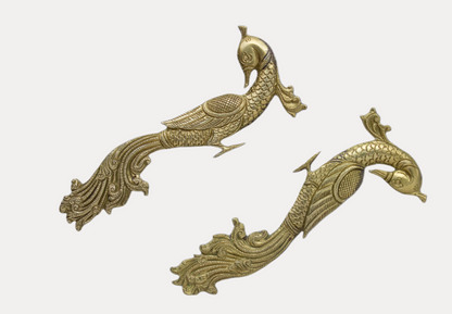 Thar Arts And Furniture - BIG Peacock Design Brass Door Handle |Brass Door Handle |Brass Peacock Design Door Handle for Home Office Entrance Door Decor Gift Items