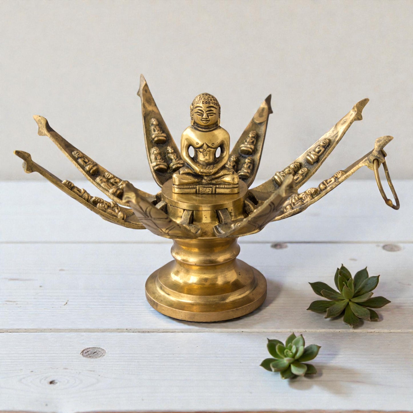 Brass Lord Mahavira Lotus Temple Statue – Jain Mahavir Idol