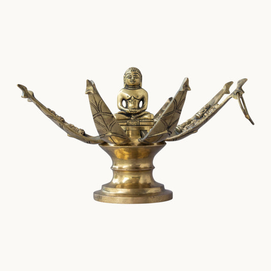 Thar Arts And Furniture - Lord Mahavira Lotus Temple|Lord Mahavira Lotus Temple In Brass |Mahavir Sitting In A Lotus Sculpture|Brass Jain Lotus Temple