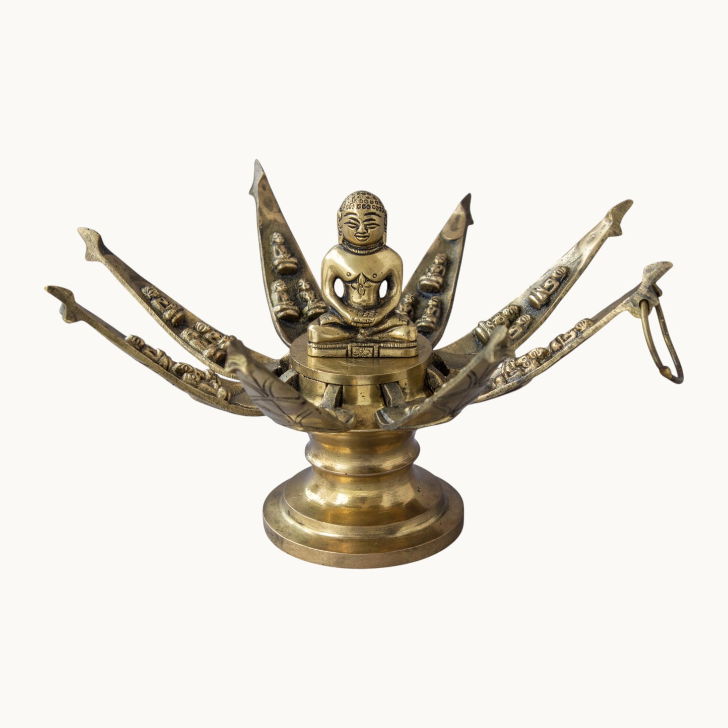 Thar Arts And Furniture - Lord Mahavira Lotus Temple|Lord Mahavira Lotus Temple In Brass |Mahavir Sitting In A Lotus Sculpture|Brass Jain Lotus Temple