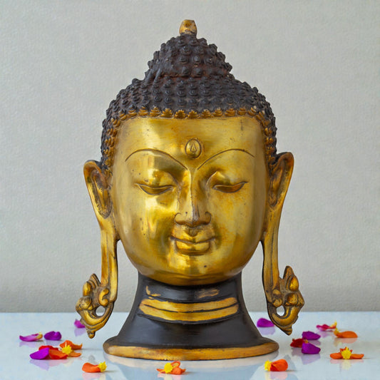 Brass Buddha Head Statue – Spiritual Home & Meditation Décor | Thar Arts & Furniture