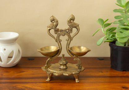 Thar Arts And Furniture - Brass Hanging Twin Bird Lamp