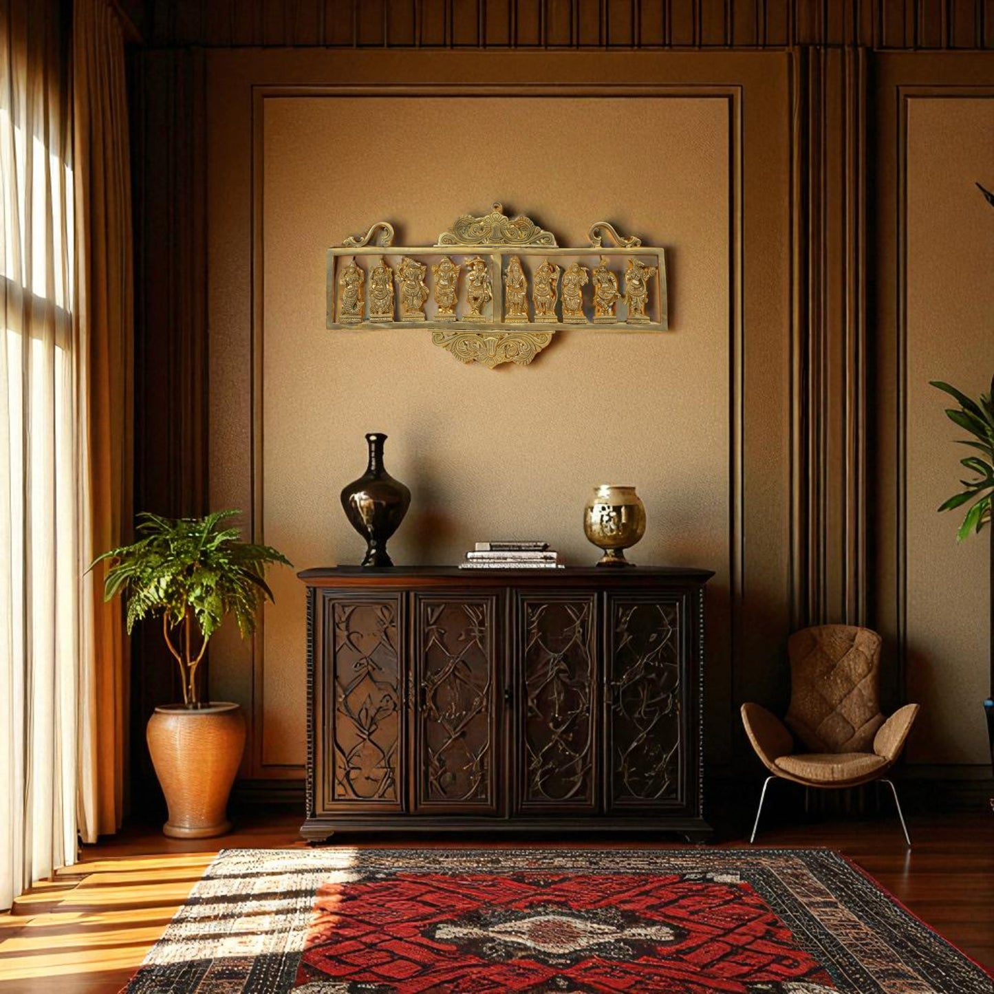 Brass Dashavatar Wall Hanging – The Ten Incarnations of Vishnu | Thar Arts & Furniture