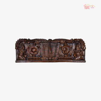 Wooden Wall Panel Lord Balaji with Conch and Chakra Panel