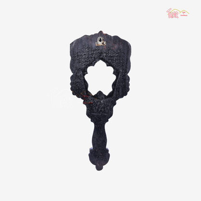 Thar Arts and Furniture - Wooden Hand Carved Hand Mirror with Elephant Design