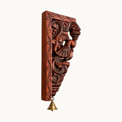 12" Handcrafted Wooden Parrot Wall Bracket – Traditional Carved Corbel