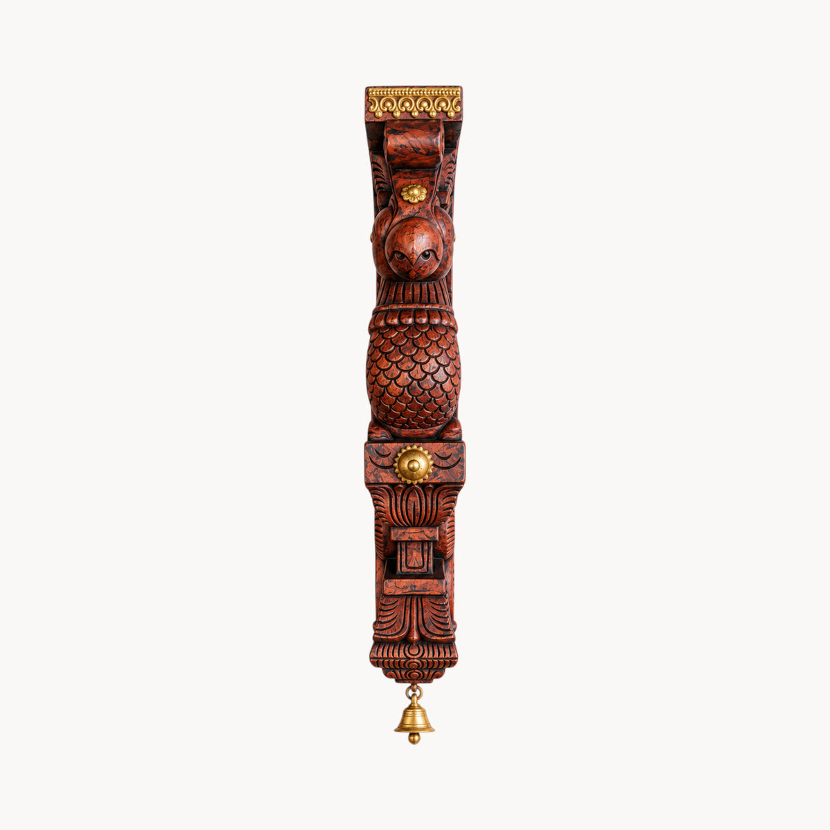 18" Handcrafted Wooden Peacock Wall Bracket with Brass Accents