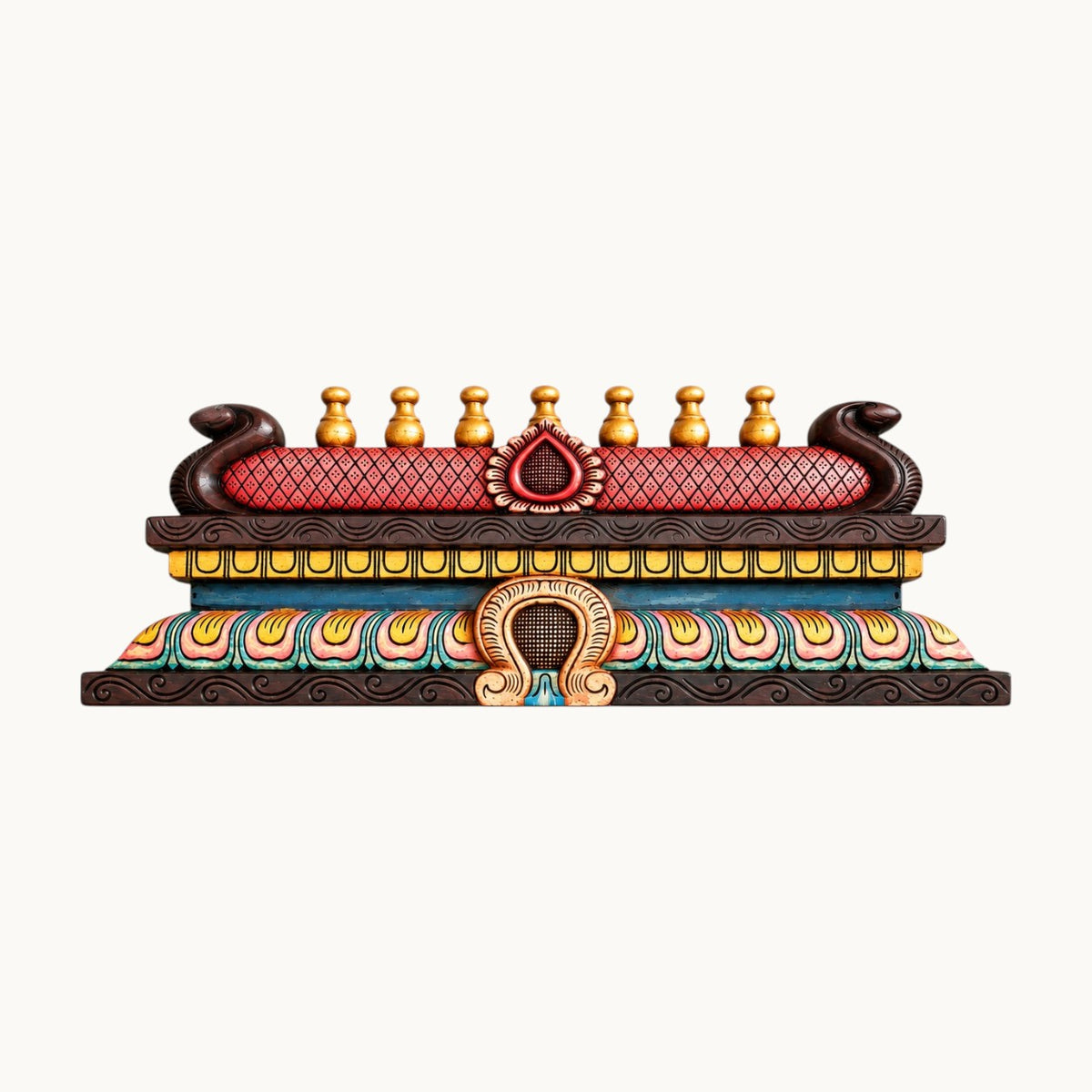 Handcrafted Wooden Painted Gopuram – Multicolour Temple Decor