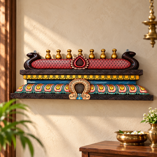 Handcrafted Wooden Painted Gopuram – Multicolour Temple Decor