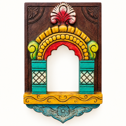 Handcrafted Painted Wooden Hanging Jharokha – Traditional Wall Decor