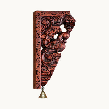 12" Handcrafted Wooden Parrot Wall Bracket – Traditional Carved Corbel