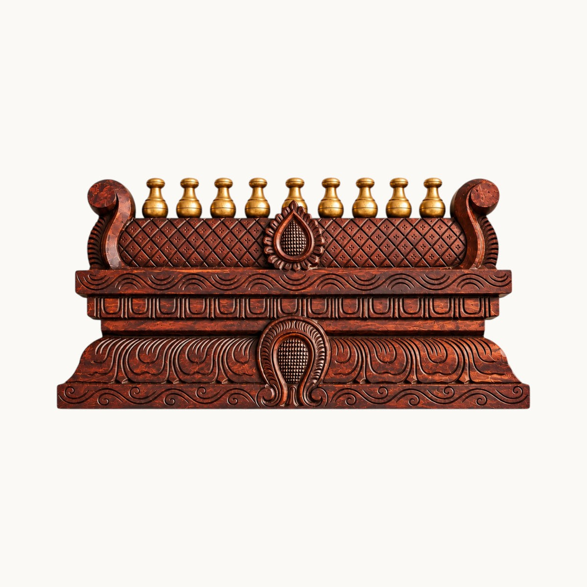 Handcrafted Wooden Gopuram – Traditional Temple Wall Décor