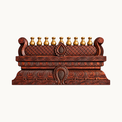 Handcrafted Wooden Gopuram – Traditional Temple Wall Décor