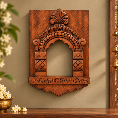 Handcrafted Wooden Hanging Jharokha – Traditional Carved Wall Decor