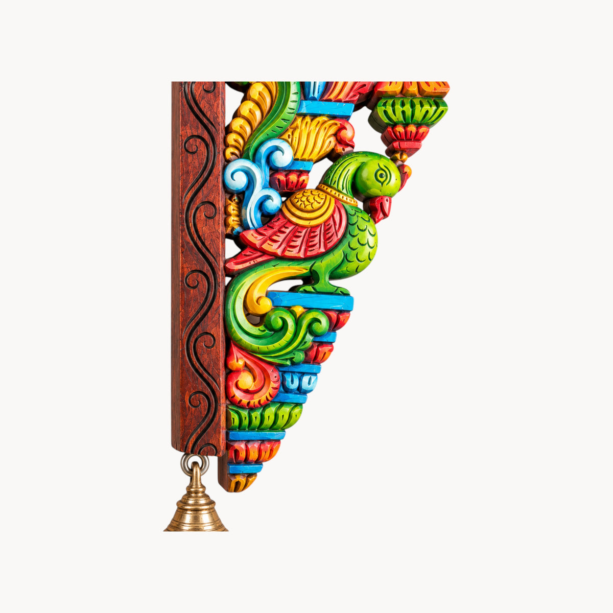 12" Handcrafted Multicolour Wooden Parrot Wall Bracket
