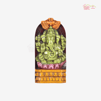 Wooden Multi Color Wooden Ganesha Idol