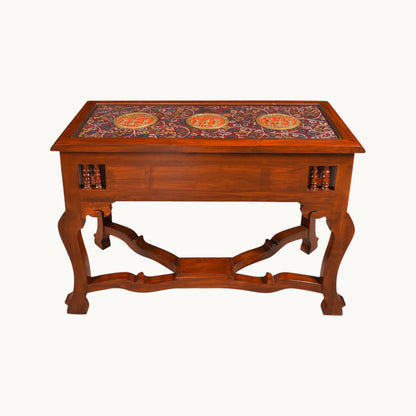 Thar Arts And Furniture -Teak Wood Console Table with Antique look Dhokra and Warli Art