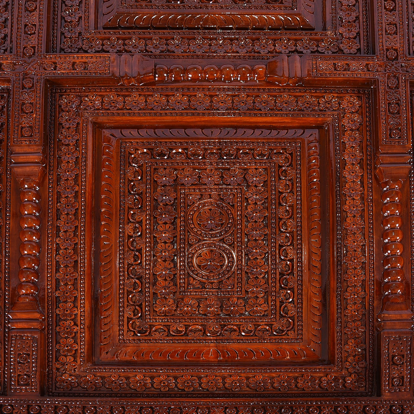 Royal Hand-Carved Solid Wood Dining Table Set with Ornate Base & Glass Top – 6 Seater | Thar Arts & Furniture