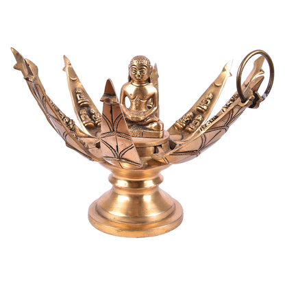 Thar Arts And Furniture - Lord Mahavira Lotus Temple|Lord Mahavira Lotus Temple In Brass |Mahavir Sitting In A Lotus Sculpture|Brass Jain Lotus Temple