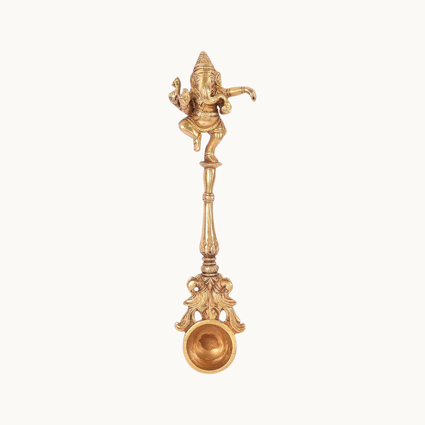 Thar Arts And Furniture - Brass Hawan Spoon with Ganesha Design