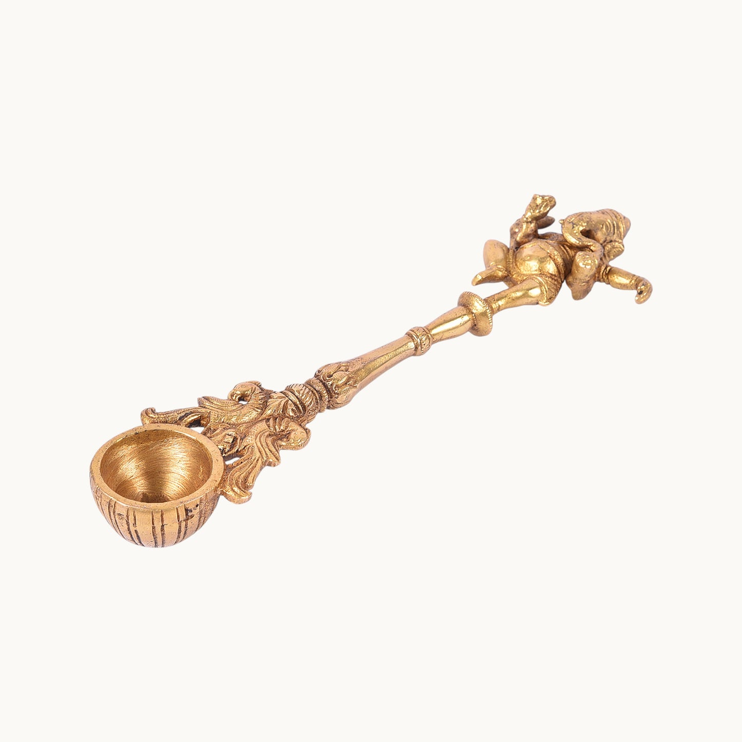 Thar Arts And Furniture - Brass Hawan Spoon with Ganesha Design