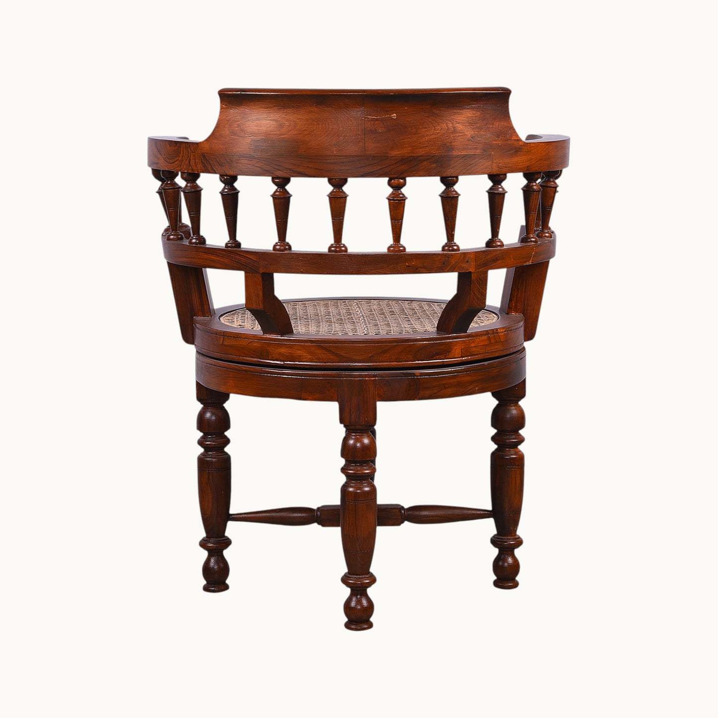 Thar Arts And Furniture - Teak Wood Revolving Chair With Cane