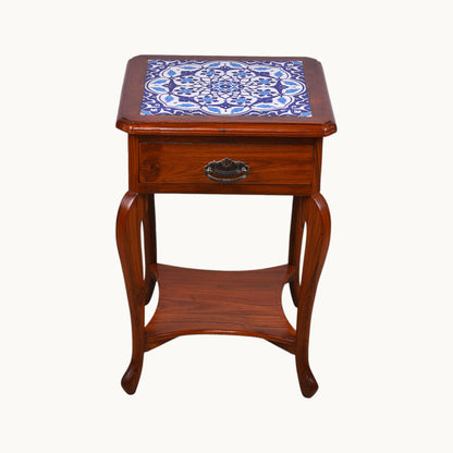 Thar Arts And Furniture - Teak wood Side Table with Tile