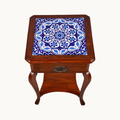 Thar Arts And Furniture - Teak wood Side Table with Tile