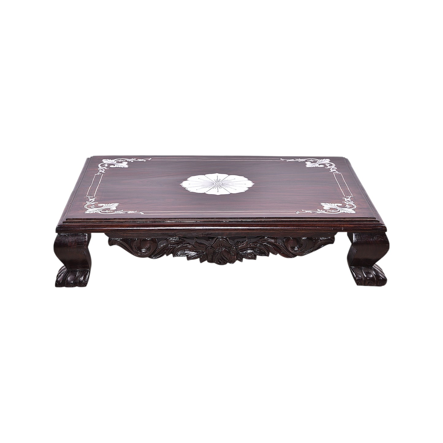 Thar Arts And Furniture - Hand Carved Rosewood Chowki for Pooja Room