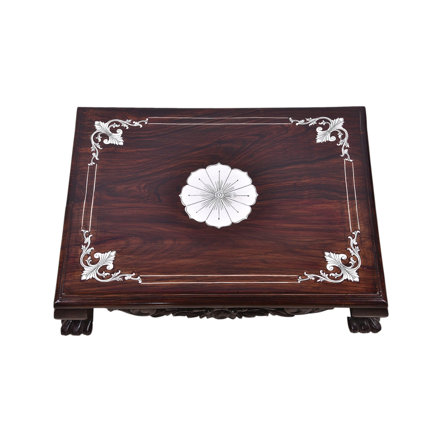Thar Arts And Furniture - Hand Carved Rosewood Chowki for Pooja Room
