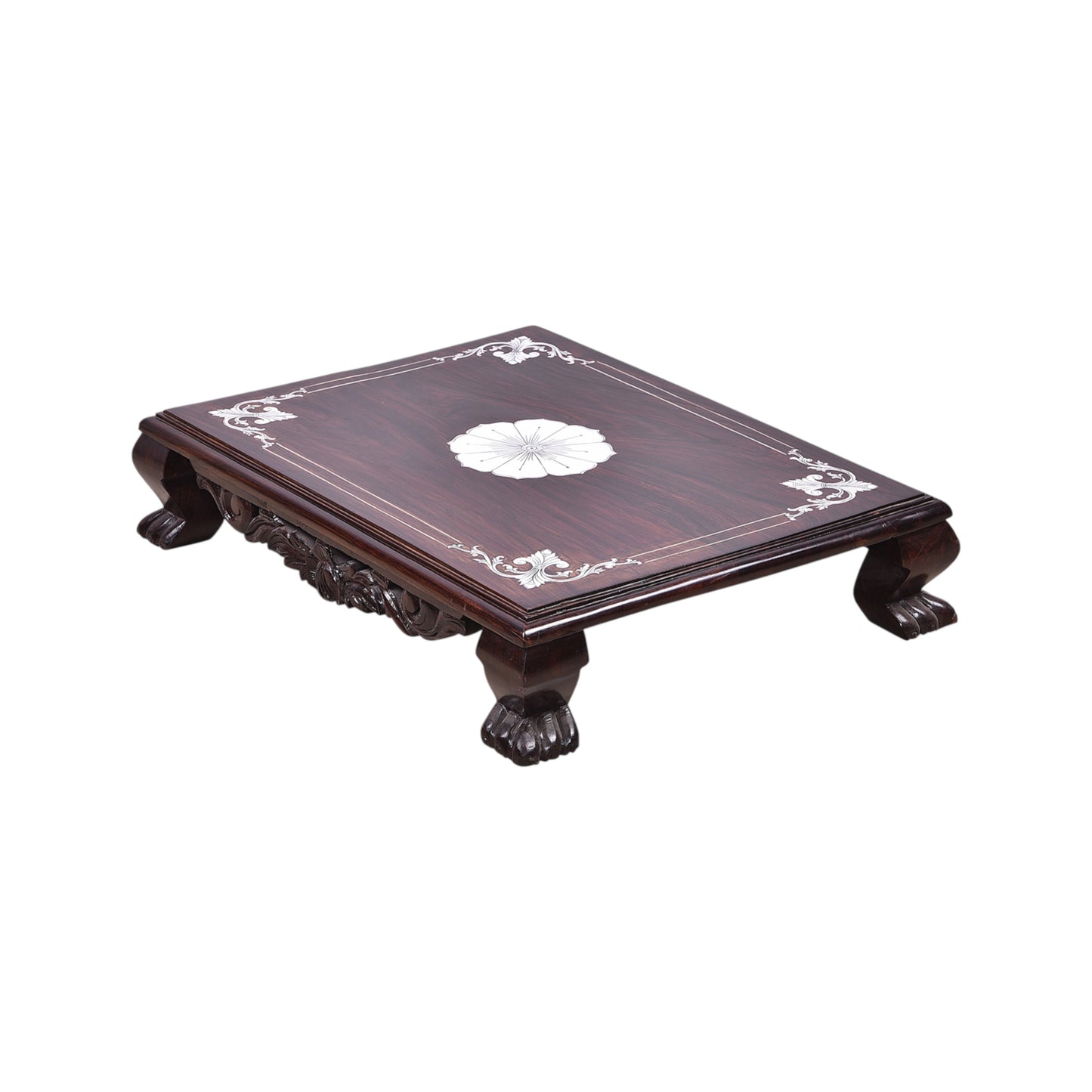 Thar Arts And Furniture - Hand Carved Rosewood Chowki for Pooja Room