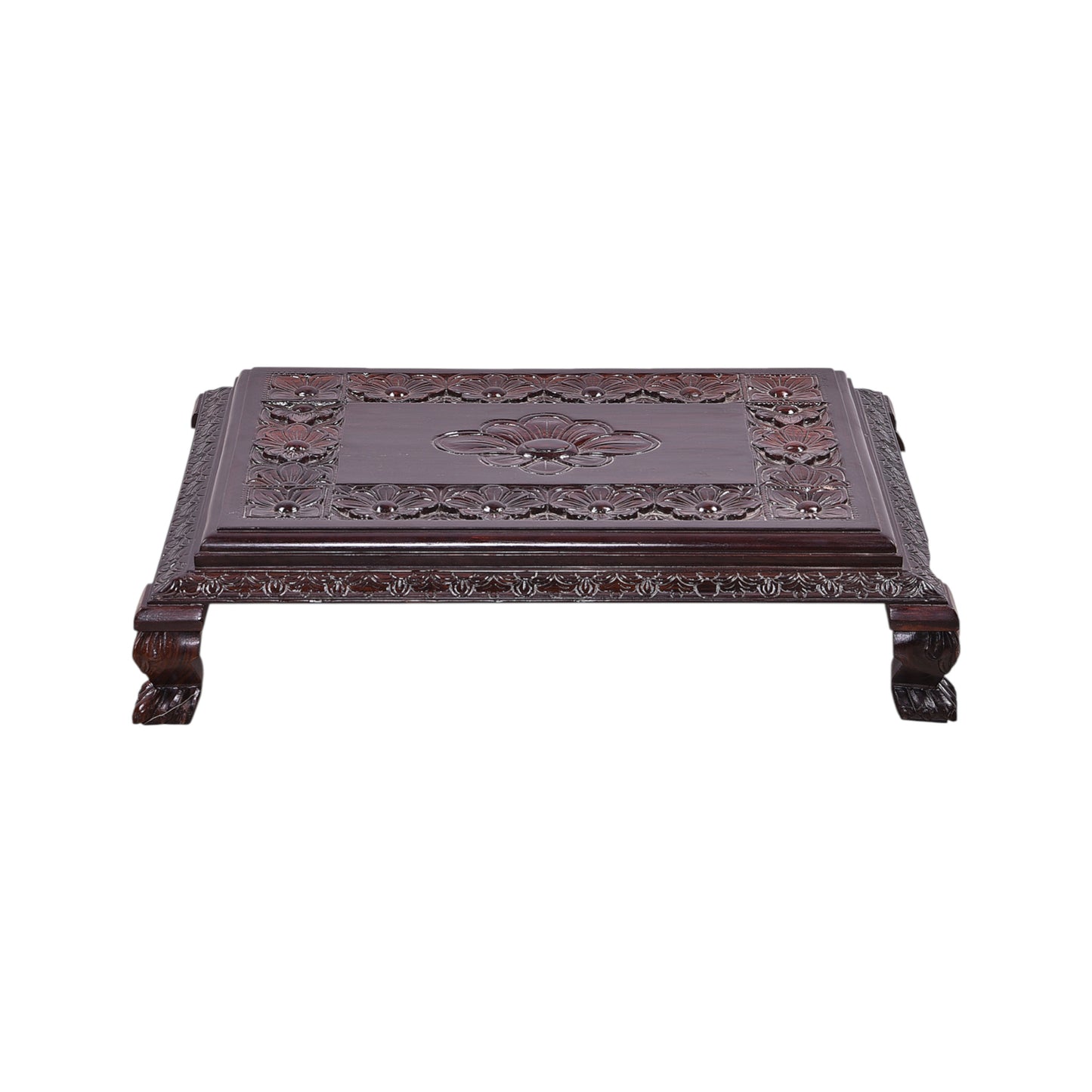 Thar Arts And Furniture - Hand Carved Rosewood Chowki for Pooja Room