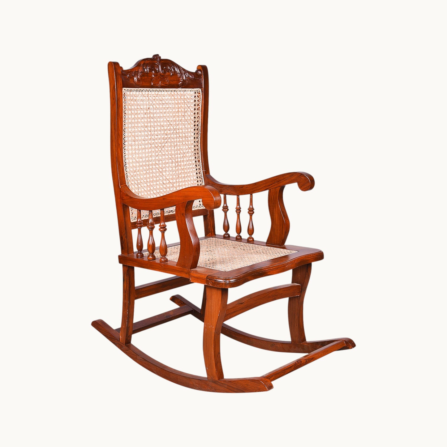 Thar Arts And Furniture - Teak wood Rocking Chair / Relax Chair with cane finish ( Rattan )