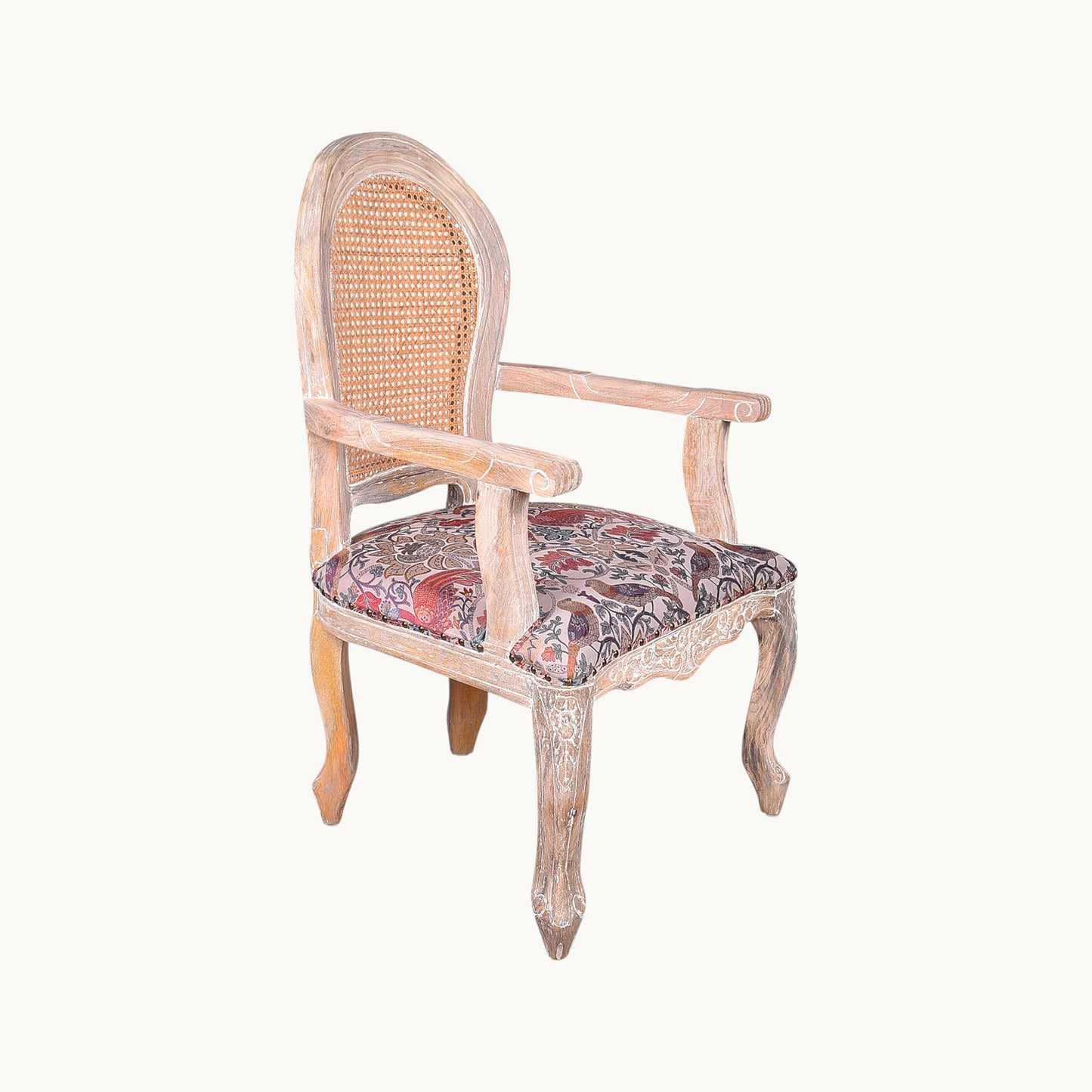 Thar Arts And Furniture - Natural Bamboo Cane Mudda Chair with armrest