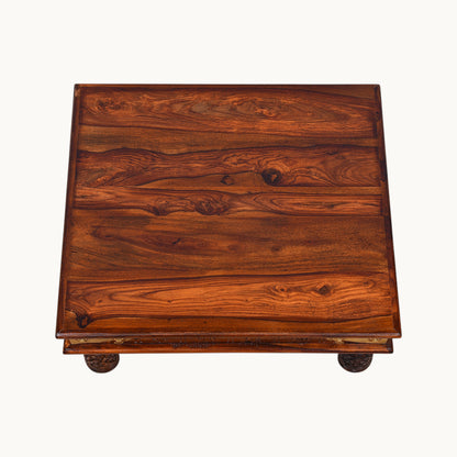 Thar Arts And Furniture - Hand Carved Sheesham wood Chowki for Pooja Room
