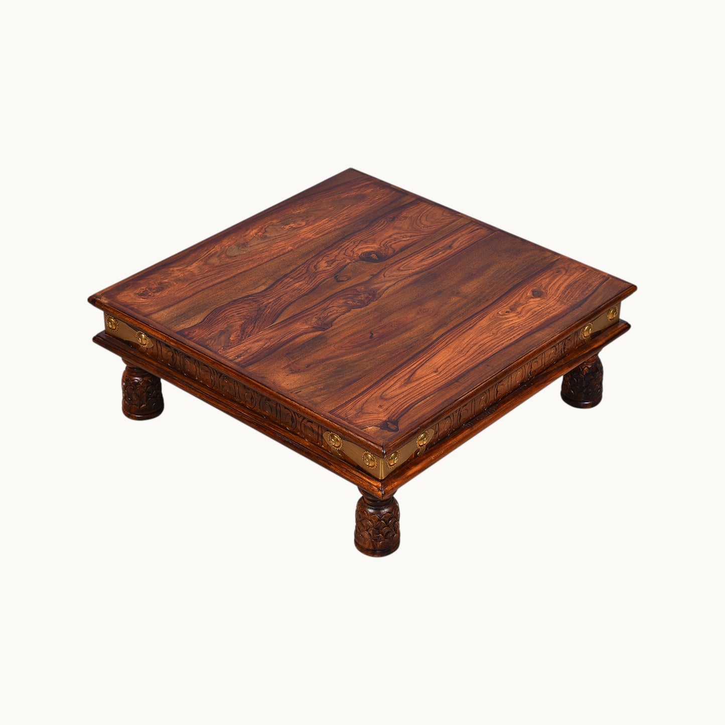 Thar Arts And Furniture - Hand Carved Sheesham wood Chowki for Pooja Room