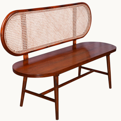 Thar Arts and Furniture -  Wooden ( Teak ) Bench With Rattan Hand Work