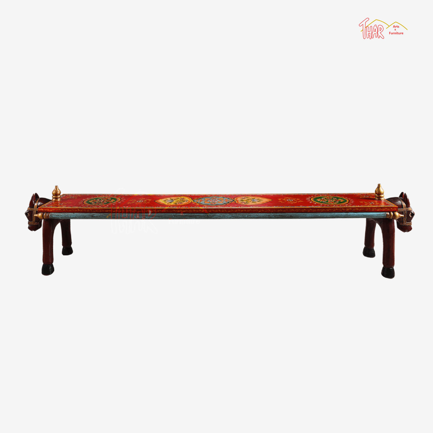 Wooden Painted Bench In Multi Color Mango Wood