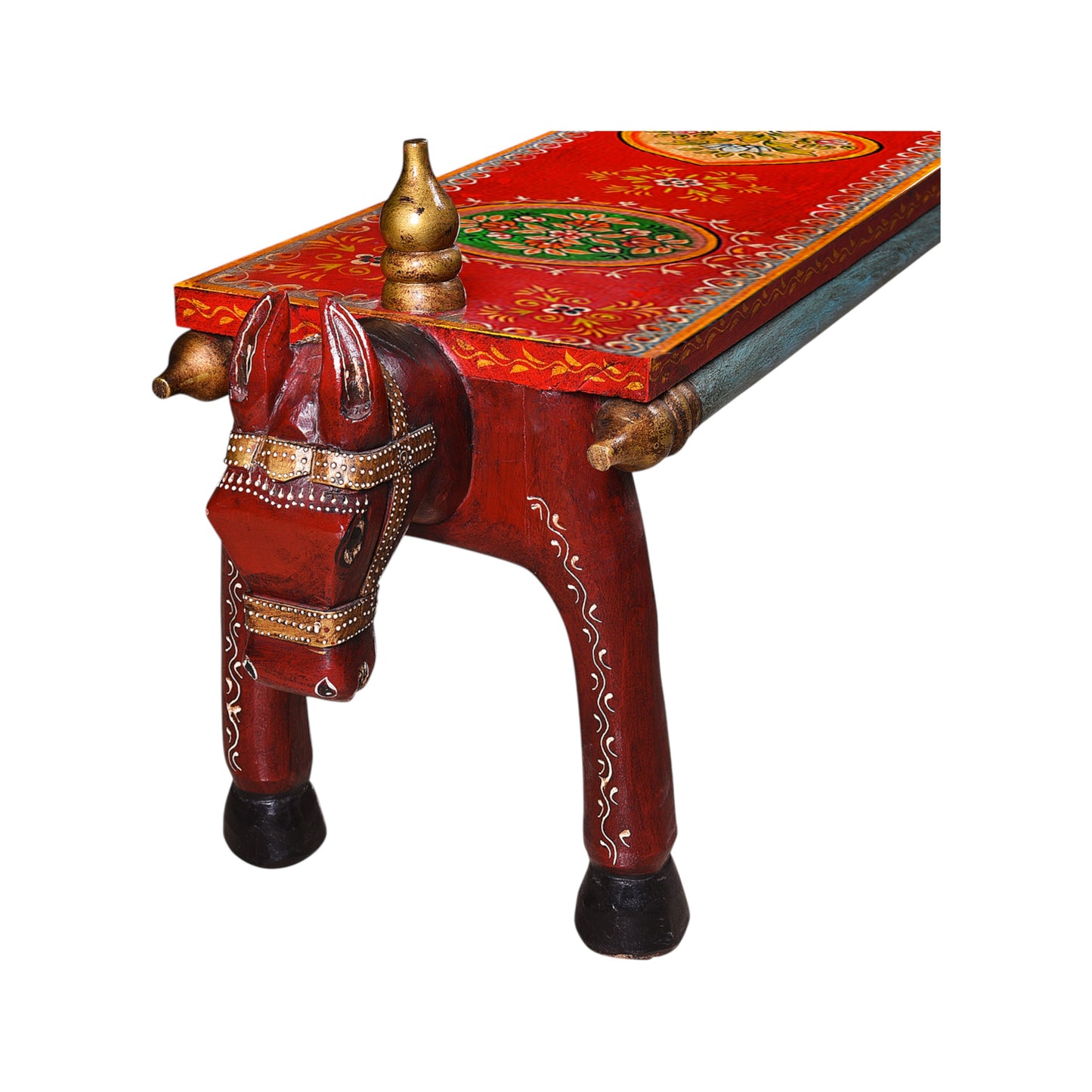 Thar Arts And Furniture - Wooden Hand Painted Horse Bench
