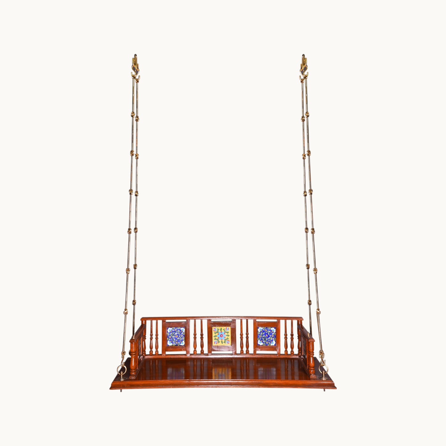 Thar Arts & Furniture - Teakwood Swing with premium finish and Handcrafted tile work