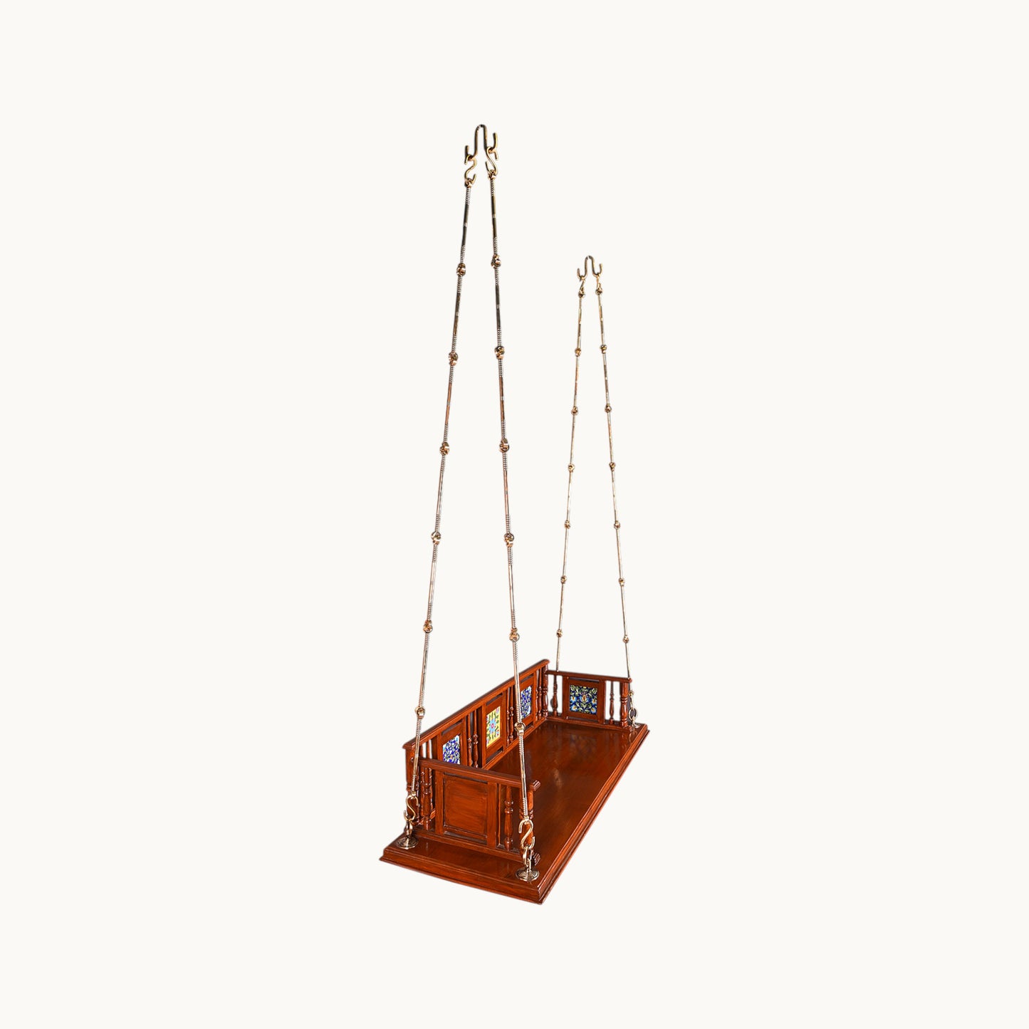 Thar Arts & Furniture - Teakwood Swing with premium finish and Handcrafted tile work